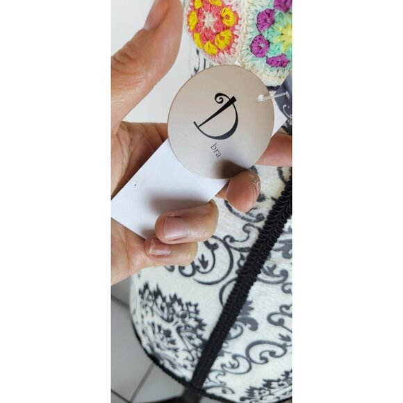 ISABELLA ROSE Women's Bikini Top Brallete Cup-D L Beige Embroidered Cross-Back - Picture 5 of 9